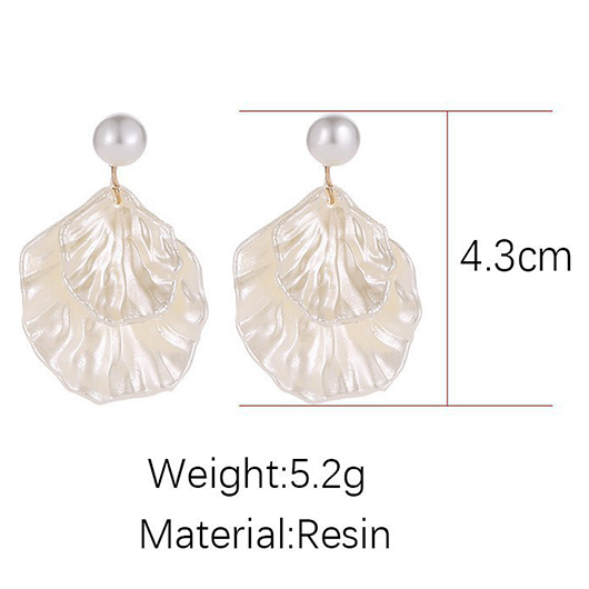 White Shell Pearl Design Polyresin Earrings USD 7.98