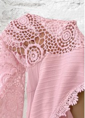 Light Pink Embroidery Long Sleeve V Neck Blouse | thumb picture 