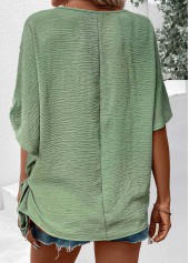 Green Bowknot Half Sleeve Round Neck Blouse | thumb picture 