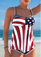 American Flag Criss Cross Navy Circular Ring Tankini Set | thumb picture 