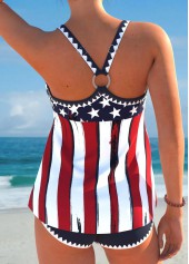 American Flag Criss Cross Navy Circular Ring Tankini Set | thumb picture 