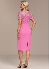 Pink Lace Patchwork Short Sleeve Dress
