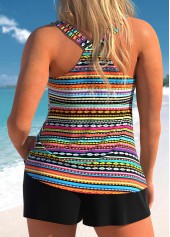 Plus Size Lace Up Multi Color Tankini Set | thumb picture 