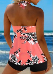 Criss Cross Floral Print Coral Tankini Set | thumb picture 