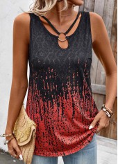 Plus Size Dark Grey Marl Circular Ring Tank Top