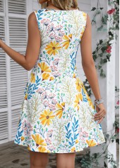 White Lightweight Floral Print A Line Sleeveless Dress | thumb picture 