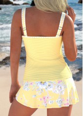 Split Floral Print Light Yellow Tankini Set | thumb picture 
