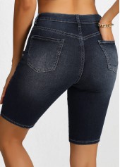 Black Button Regular High Waisted Denim Shorts | thumb picture 