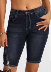 Black Button Regular High Waisted Denim Shorts | thumb picture 