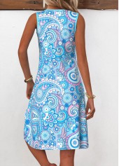Light Blue Tummy Coverage Paisley Print Sleeveless Dress | thumb picture 