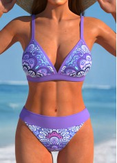Patchwork Tribal Print Purple Bikini Set