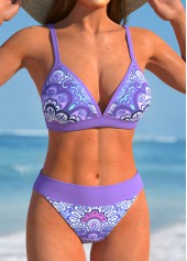 Patchwork Tribal Print Purple Bikini Set | thumb picture 