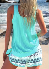 Bowknot Geometric Print Mint Green Tankini Set | thumb picture 