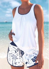 Tie Graffiti Print White Tankini Set | thumb picture 