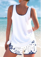 Tie Graffiti Print White Tankini Set | thumb picture 
