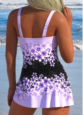 Patchwork Floral Print Light Purple One Piece Swimdress | thumb picture 
