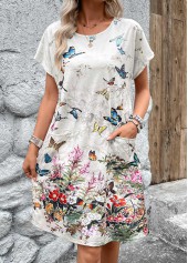 Light Grey Lightweight Floral Print A Line Dress | thumb picture 