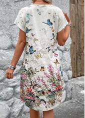 Light Grey Lightweight Floral Print A Line Dress | thumb picture 