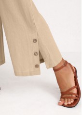 Beige Split Elastic Waist High Waisted Pants | thumb picture 