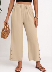 Beige Split Elastic Waist High Waisted Pants | thumb picture 