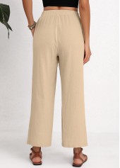Beige Split Elastic Waist High Waisted Pants | thumb picture 