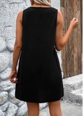 Black A Line Sleeveless Split Neck Dress | thumb picture 