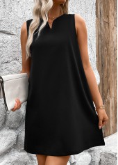 Black A Line Sleeveless Split Neck Dress | thumb picture 