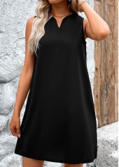 Black A Line Sleeveless Split Neck Dress | thumb picture 