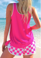 Jacquard Geometric Print Hot Pink Tankini Set | thumb picture 