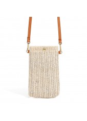 Beige Weave Design Magnetic Crossbody Bag | thumb picture 