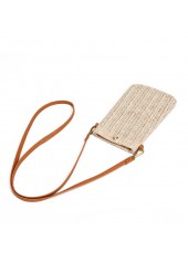 Beige Weave Design Magnetic Crossbody Bag | thumb picture 