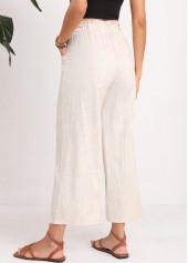 Light Camel Button Drawastring High Waisted Pants | thumb picture 