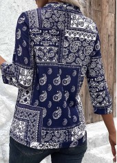 Navy Tribal Print 3/4 Sleeve Light Cardigan | thumb picture 