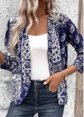 Navy Tribal Print 3/4 Sleeve Light Cardigan | thumb picture 