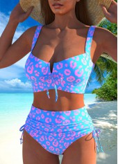 Bowknot Leopard Sky Blue Bikini Set | thumb picture 