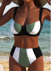 Patchwork Tie Sage Green Bikini Set | thumb picture 