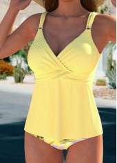Surplice Tropical Plants Print Light Yellow Tankini Set | thumb picture 
