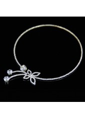 Silvery White Butterfly Alloy Rhinestone Necklace | thumb picture 