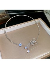 Silvery White Butterfly Alloy Rhinestone Necklace | thumb picture 