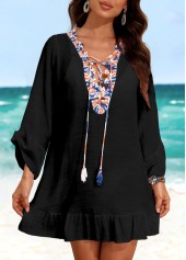Patchwork Lace Up Black Cover Up | thumb picture 