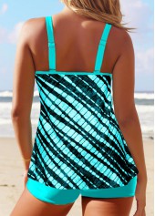 Patchwork Mid Waisted Tie Dye Print Tankini Set | thumb picture 