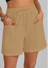 Light Camel Pocket Elastic Waist High Waisted Shorts | thumb picture 
