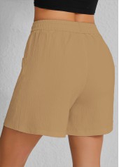 Light Camel Pocket Elastic Waist High Waisted Shorts | thumb picture 