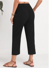Black Button Elastic Waist High Waisted Pants | thumb picture 