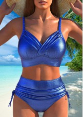 Hot Stamping Bowknot Denim Blue Bikini Set