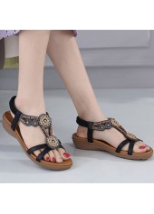 Falt Black Tribal Print Open Toe Scandals | thumb picture 