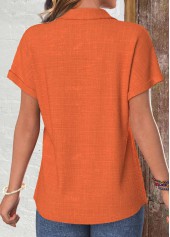 Terracotta Button Short Sleeve Shirt Collar Blouse | thumb picture 