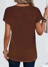 Dark Coffee Ombre Short Sleeve Round Neck T Shirt | thumb picture 