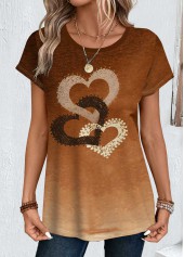Dark Coffee Ombre Short Sleeve Round Neck T Shirt | thumb picture 