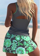 Plus Size Cut Out Dark Grey Tankini Set | thumb picture 